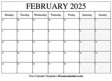 February Calendar Printable Image 10